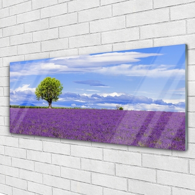 Pintura acrílica Campo de Lavanda Árvore Natureza