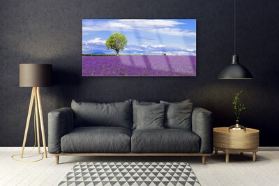 Pintura acrílica Campo de Lavanda Árvore Natureza