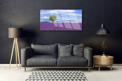 Pintura acrílica Campo de Lavanda Árvore Natureza