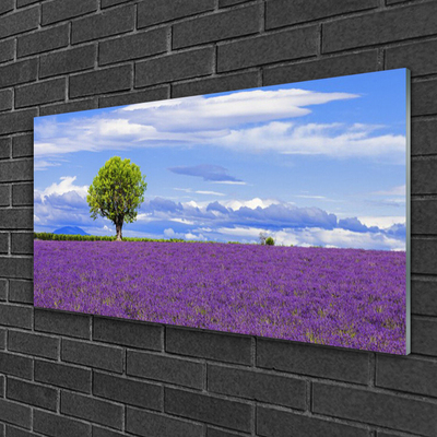 Pintura acrílica Campo de Lavanda Árvore Natureza