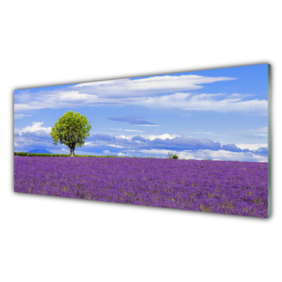 Pintura acrílica Campo de Lavanda Árvore Natureza