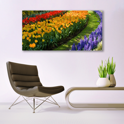 Pintura acrílica Flores Jardim Tulipas