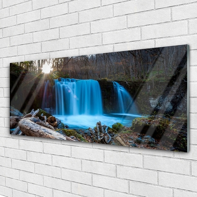 Pintura acrílica Cachoeira do Sol Natureza