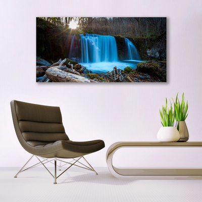 Pintura acrílica Cachoeira do Sol Natureza