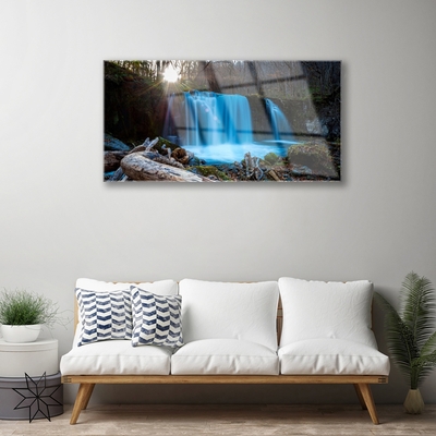 Pintura acrílica Cachoeira do Sol Natureza