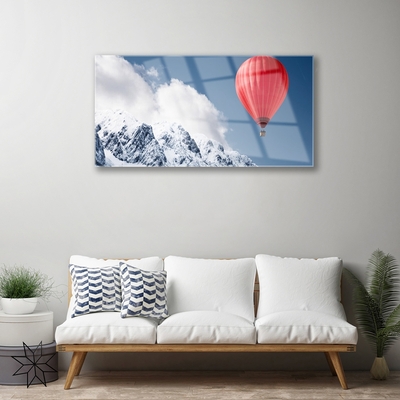 Pintura acrílica Picos de Montanhas de Balão no Inverno