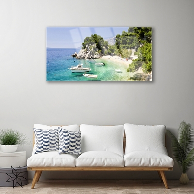 Quadro acrílico Barcos Sea Beach Rocks