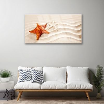 Quadro acrílico Estrela do mar na areia da praia