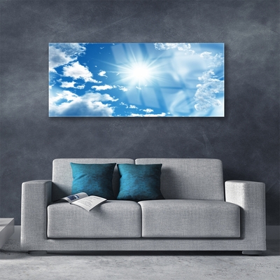 Pintura acrílica Sol Nuvens Céu Azul