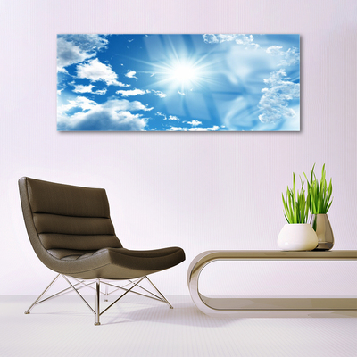 Pintura acrílica Sol Nuvens Céu Azul
