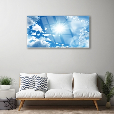 Pintura acrílica Sol Nuvens Céu Azul