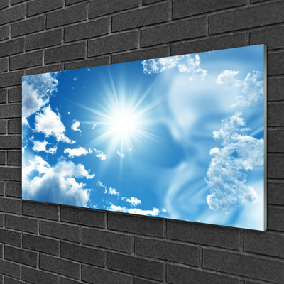 Pintura acrílica Sol Nuvens Céu Azul