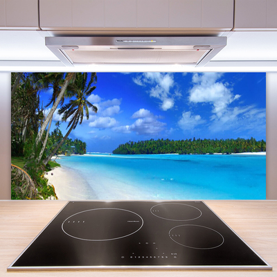Painel vidro cozinha Praia Palms Mar
