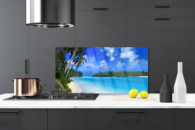Painel vidro cozinha Praia Palms Mar