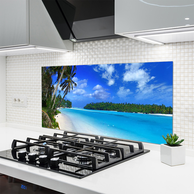 Painel vidro cozinha Praia Palms Mar