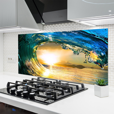 Painel cozinha Onda Mar Pôr do Sol Natureza