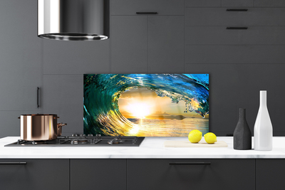 Painel cozinha Onda Mar Pôr do Sol Natureza