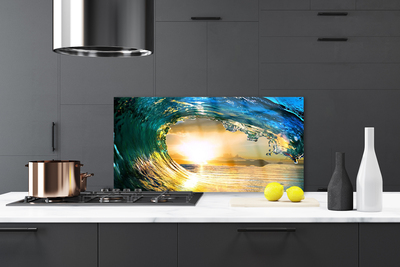 Painel cozinha Onda Mar Pôr do Sol Natureza