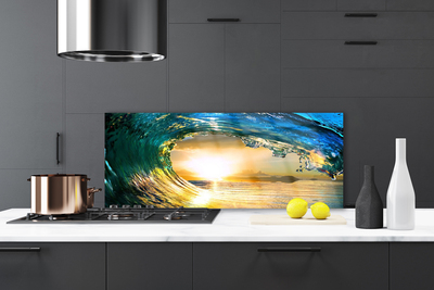 Painel cozinha Onda Mar Pôr do Sol Natureza