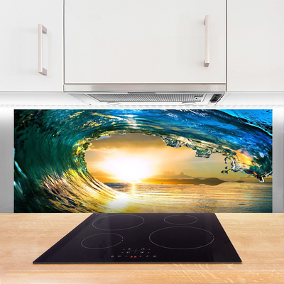 Painel cozinha Onda Mar Pôr do Sol Natureza