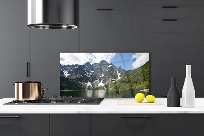 Painel vidro cozinha Paisagem de floresta de lago de montanha