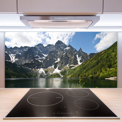 Painel vidro cozinha Paisagem de floresta de lago de montanha