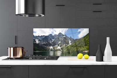 Painel vidro cozinha Paisagem de floresta de lago de montanha