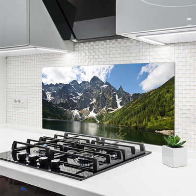 Painel vidro cozinha Paisagem de floresta de lago de montanha