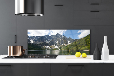 Painel vidro cozinha Paisagem de floresta de lago de montanha