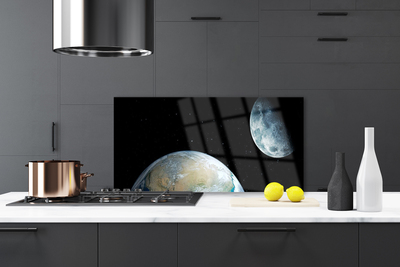 Painel vidro cozinha Lua Terra Espaço