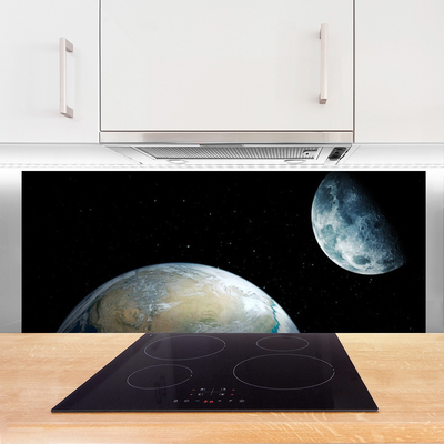 Painel vidro cozinha Lua Terra Espaço
