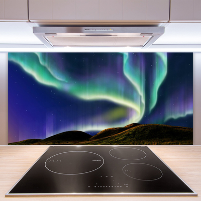 Painel vidro cozinha Paisagem da aurora boreal