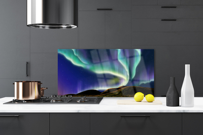 Painel vidro cozinha Paisagem da aurora boreal