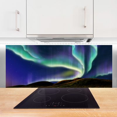 Painel vidro cozinha Paisagem da aurora boreal