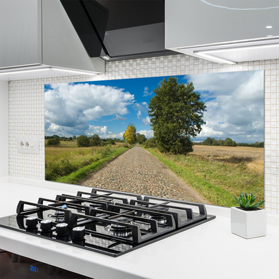Painel vidro cozinha Paisagem do pavimento da estrada da vila