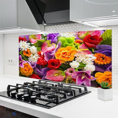 Painel vidro cozinha Flores na Parede