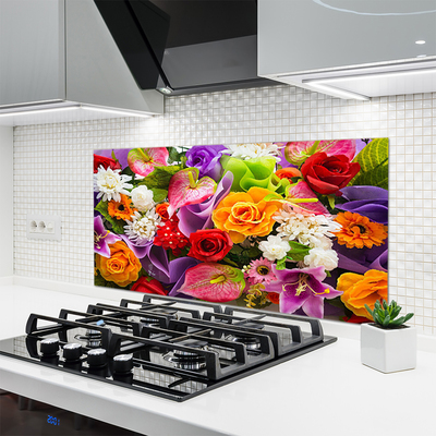 Painel vidro cozinha Flores na Parede