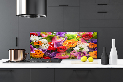 Painel vidro cozinha Flores na Parede