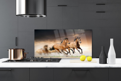 Painel vidro cozinha Cavalos Animais