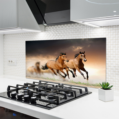 Painel vidro cozinha Cavalos Animais