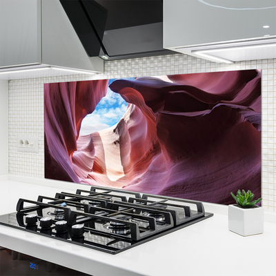 Painel vidro cozinha Arte no leito do rio Rock