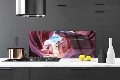 Painel vidro cozinha Arte no leito do rio Rock