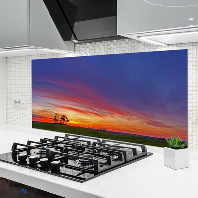 Painel vidro cozinha Paisagem Campo Árvores Natureza