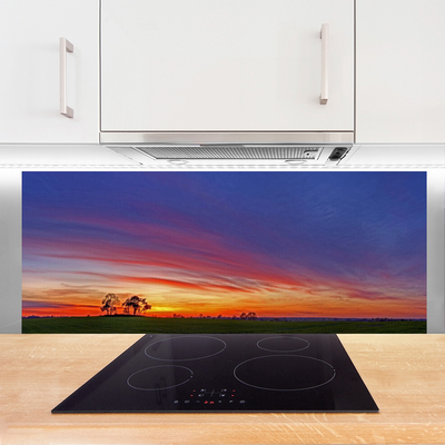 Painel vidro cozinha Paisagem Campo Árvores Natureza