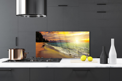 Painel vidro cozinha Paisagem do mar da praia do sol