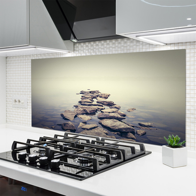 Painel vidro cozinha Paisagem de Água com Rochas
