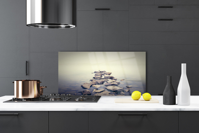 Painel vidro cozinha Paisagem de Água com Rochas