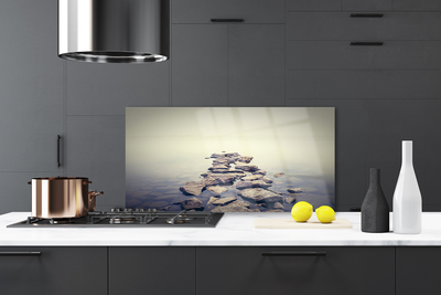 Painel vidro cozinha Paisagem de Água com Rochas