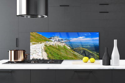 Painel vidro cozinha Paisagem de Caminhos de Montanhas