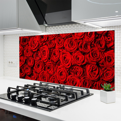 Painel vidro cozinha Rosas na Parede